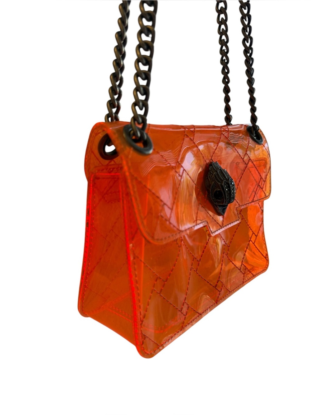 Kurt Geiger London Orange Mini Kensington Vinyl Clear Crossbody Bag - Picture 7 of 17